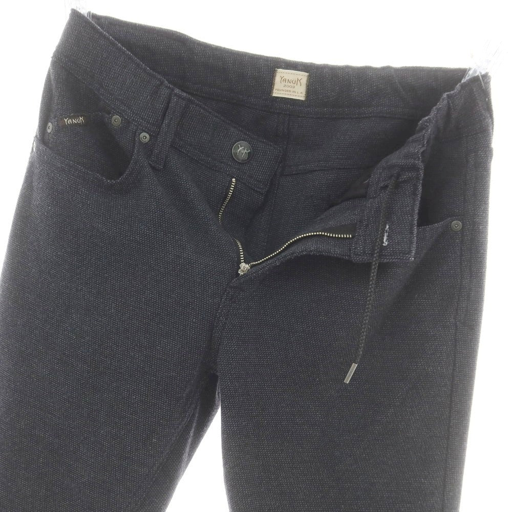 【中古】ヤヌーク YANUK ストレッチ ポリエステルレーヨン 5ポケットパンツ ブラックネイビーxグレー【 M 】【 状態ランクB 】【 メンズ 】
