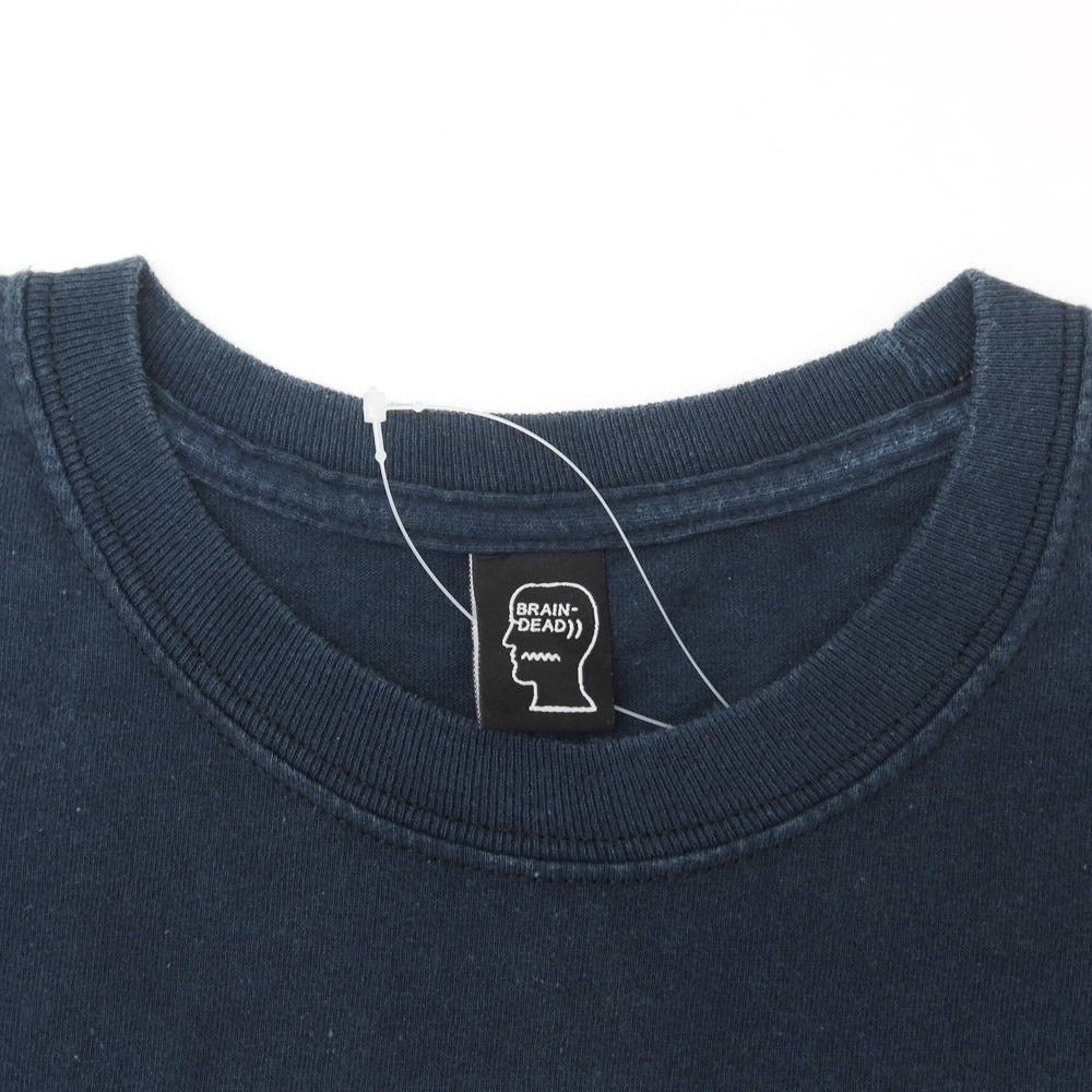 【中古】ブレインデッド BRAIN DEAD コットン系 クルーネック 長袖Tシャツ ネイビー【 M 】【 状態ランクC 】【 メンズ 】