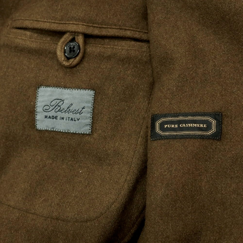 【中古】ベルベスト Belvest カシミヤ ダブルブレストコート オリーブ【 50 】【 状態ランクC 】【 メンズ 】