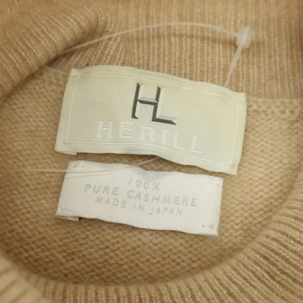 【中古】ヘリル HERILL カシミヤ ハイネック プルオーバーニット ベージュ【 状態ランクB 】【 メンズ 】