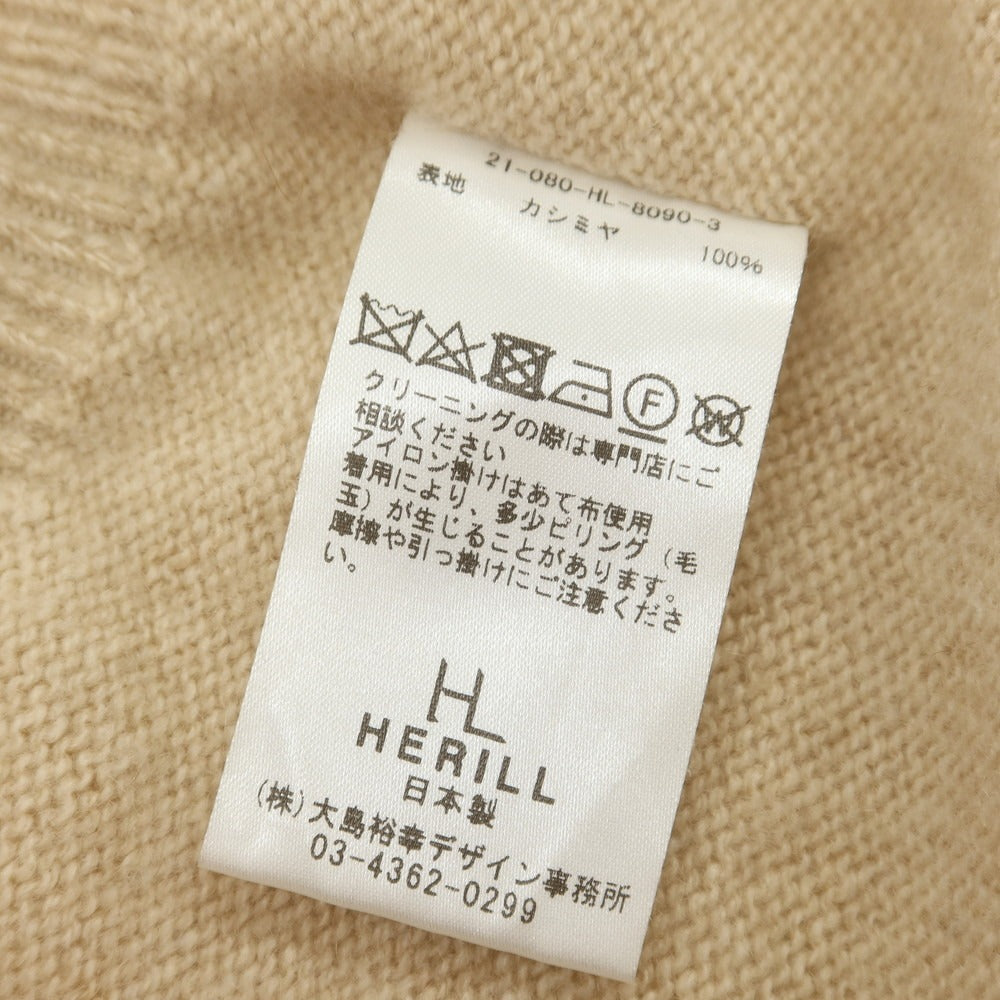 【中古】ヘリル HERILL カシミヤ ハイネック プルオーバーニット ベージュ【 状態ランクB 】【 メンズ 】