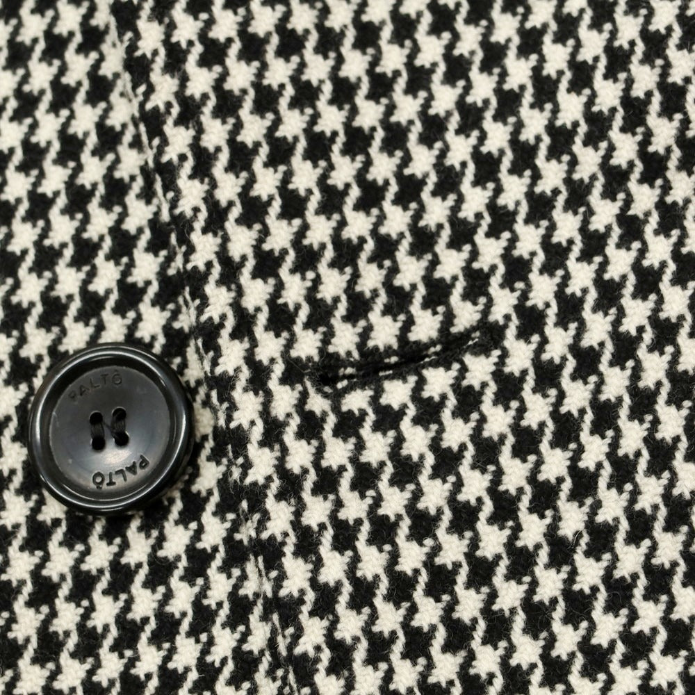 【中古】パルト PALTO ツイードウール ハウンドトゥース柄 ステンカラーコート ブラックxホワイト【 48 】【 状態ランクB 】【 メンズ 】