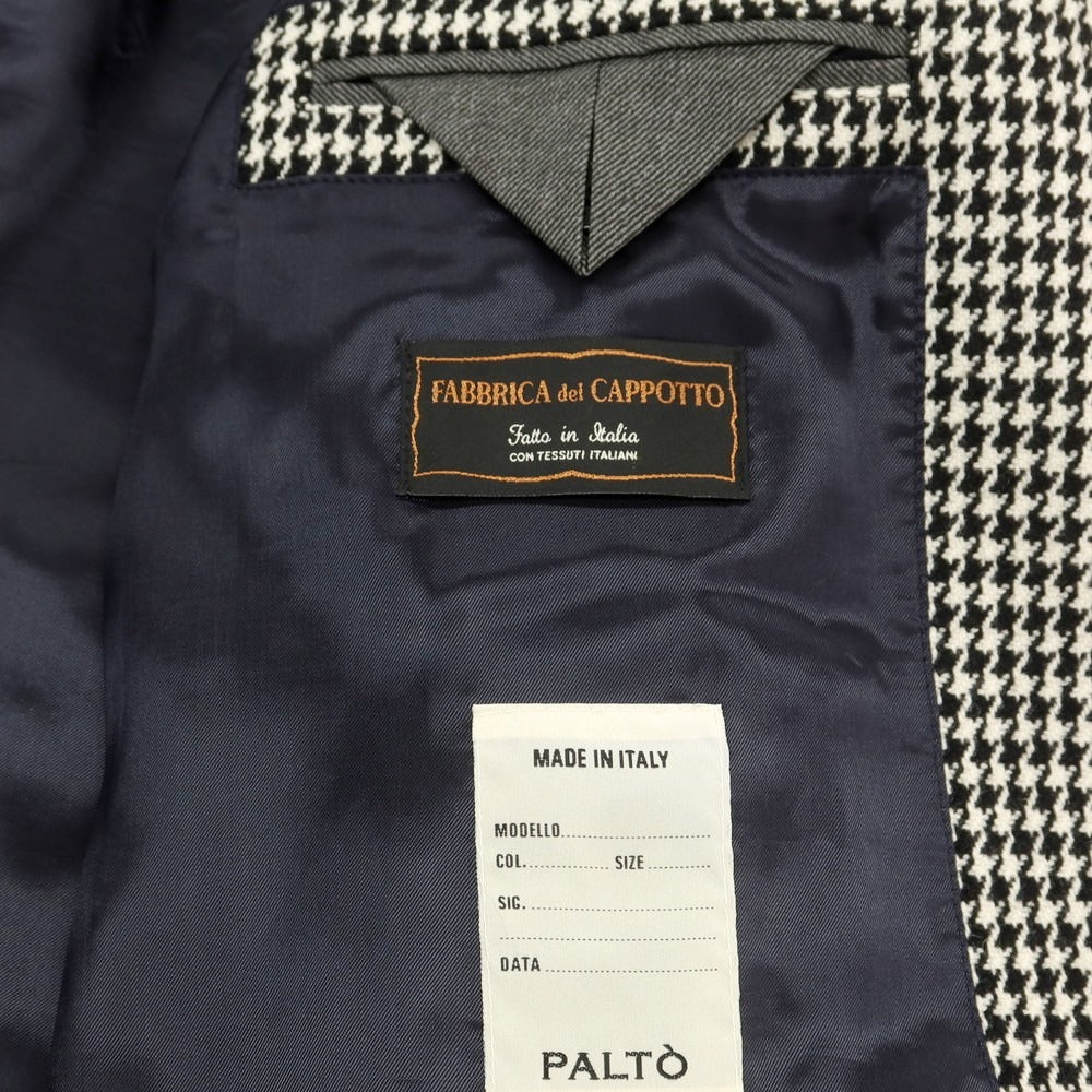 【中古】パルト PALTO ツイードウール ハウンドトゥース柄 ステンカラーコート ブラックxホワイト【 48 】【 状態ランクB 】【 メンズ 】