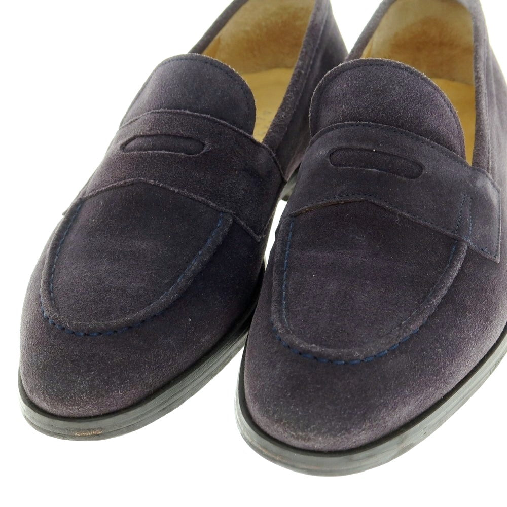 【中古】バーニーズニューヨーク BARNEYS NEWYORK スエード コイン ローファー ネイビー【 40 】【 状態ランクC 】【 メンズ 】