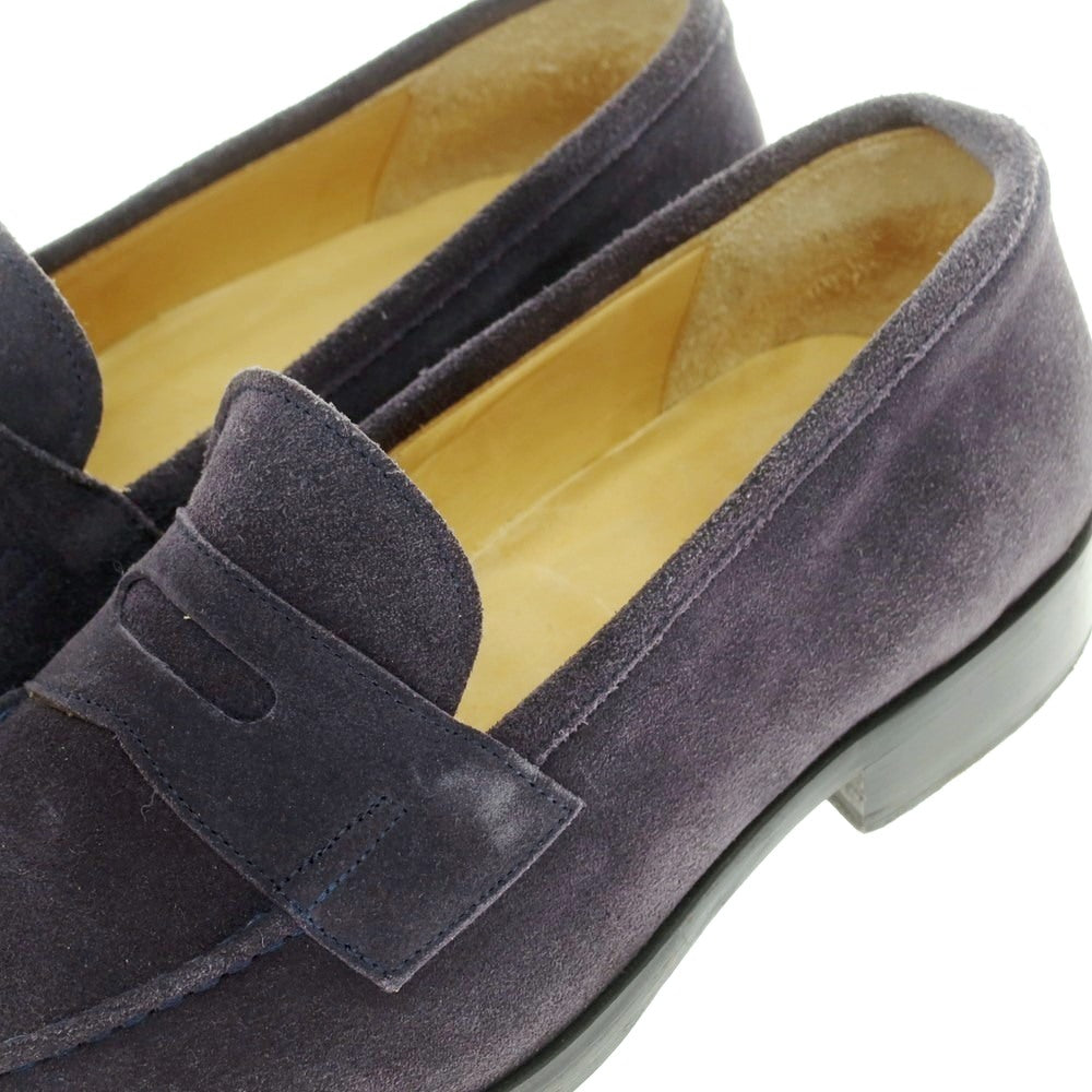 【中古】バーニーズニューヨーク BARNEYS NEWYORK スエード コイン ローファー ネイビー【 40 】【 状態ランクC 】【 メンズ 】