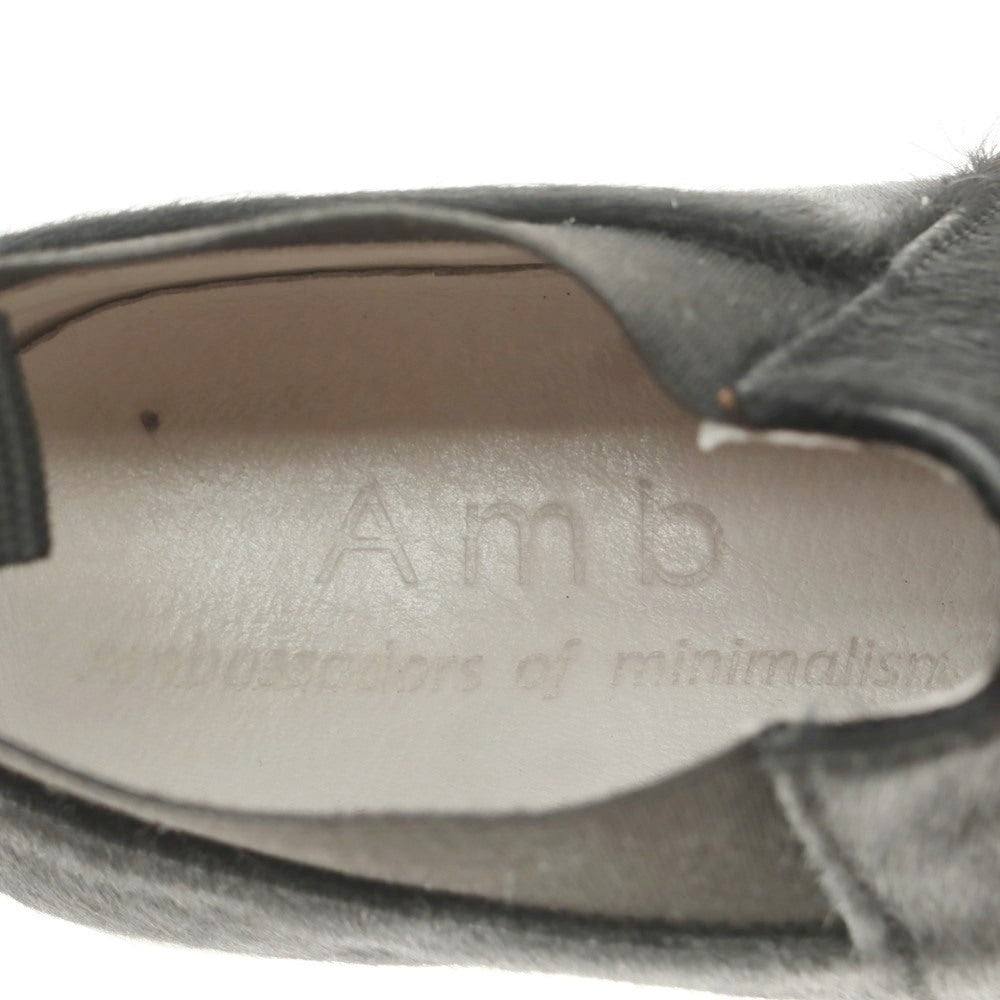 【中古】エーエムビー Amb ハラコ ミッドカット スニーカー ブラック【 40 】【 状態ランクC 】【 メンズ 】