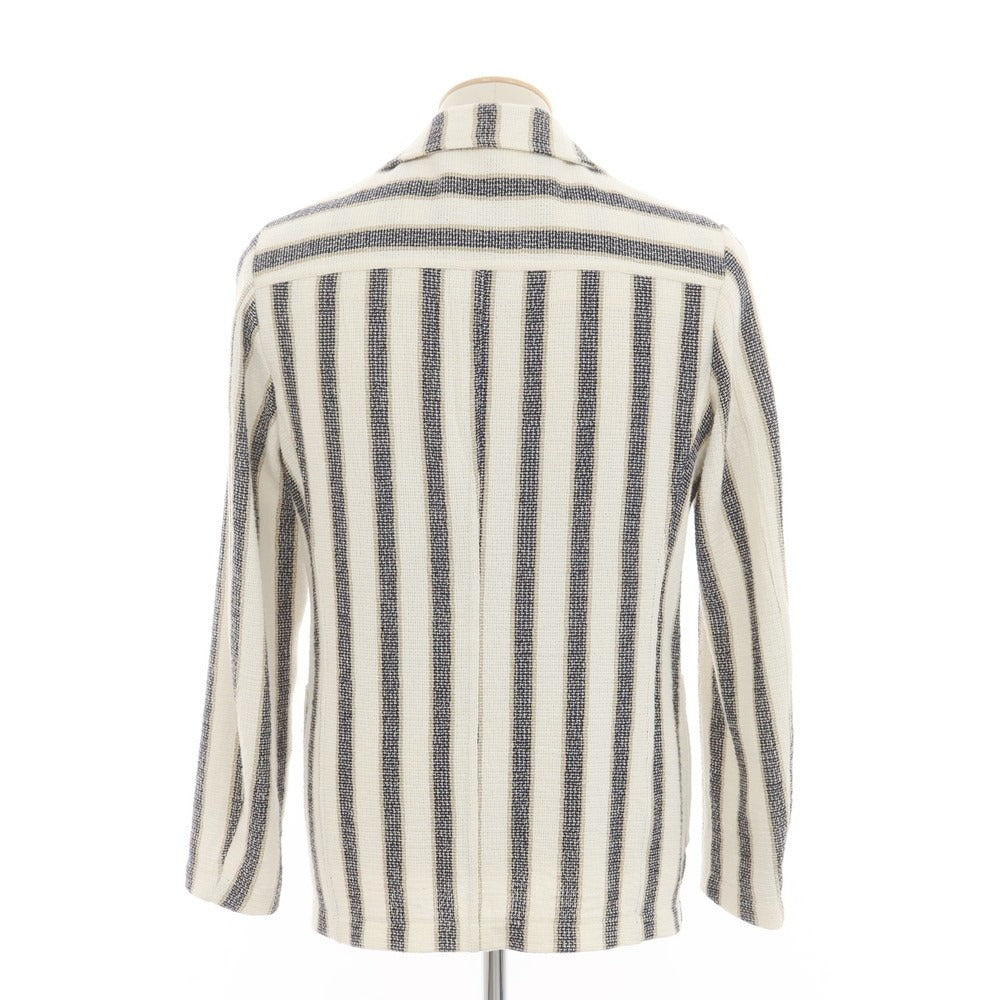 【中古】ティージャケット T-JACKET コットンアクリル ストライプ ジャケット アイボリーxネイビー【 S 】【 状態ランクB 】【 メンズ 】