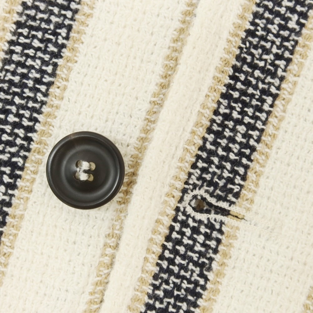 【中古】ティージャケット T-JACKET コットンアクリル ストライプ ジャケット アイボリーxネイビー【 S 】【 状態ランクB 】【 メンズ 】