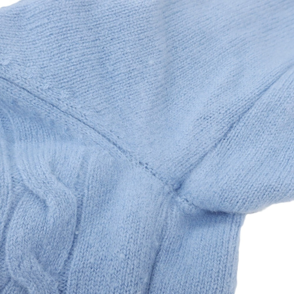 【中古】フィリッポ デ ローレンティス FILIPPO DE LAURENTIIS  ケーブル編み ウールカシミヤ Vネック プルオーバーニット ライトブルー【 44 】【 状態ランクC 】【 メンズ 】