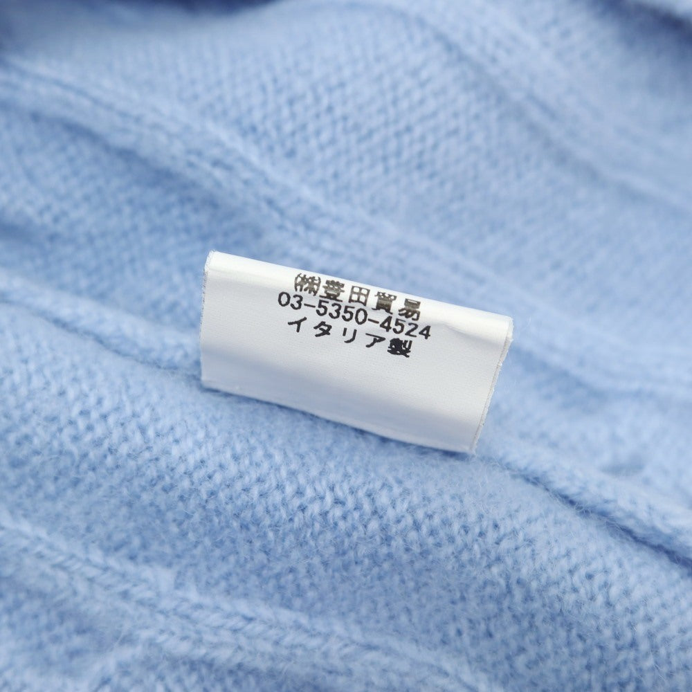 【中古】フィリッポ デ ローレンティス FILIPPO DE LAURENTIIS  ケーブル編み ウールカシミヤ Vネック プルオーバーニット ライトブルー【 44 】【 状態ランクC 】【 メンズ 】