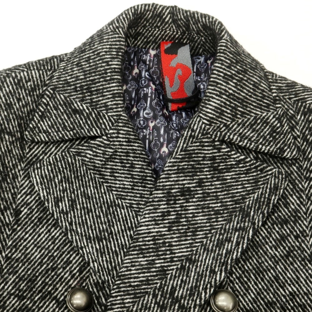 【新品】センス SSEINSE ポリエステルウール ダブルブレストコート ブラックxホワイト【 44 】【 状態ランクN 】【 メンズ 】