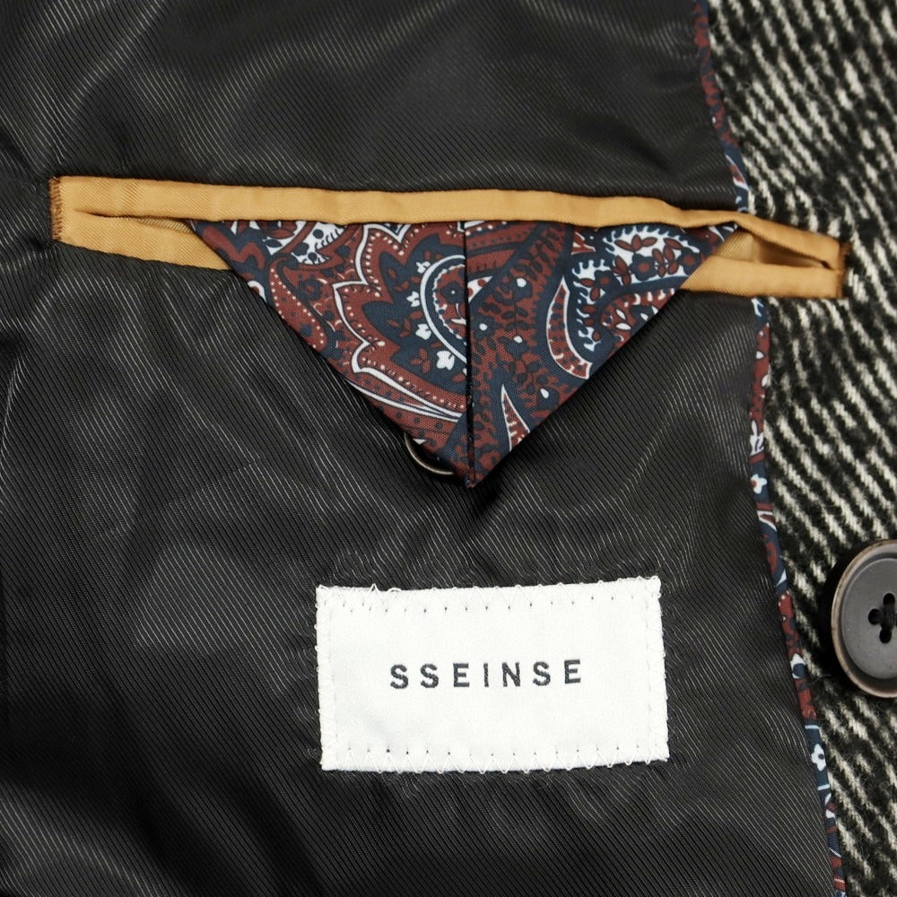 【新品】センス SSEINSE ポリエステルウール ダブルブレストコート ブラックxホワイト【 44 】【 状態ランクN 】【 メンズ 】