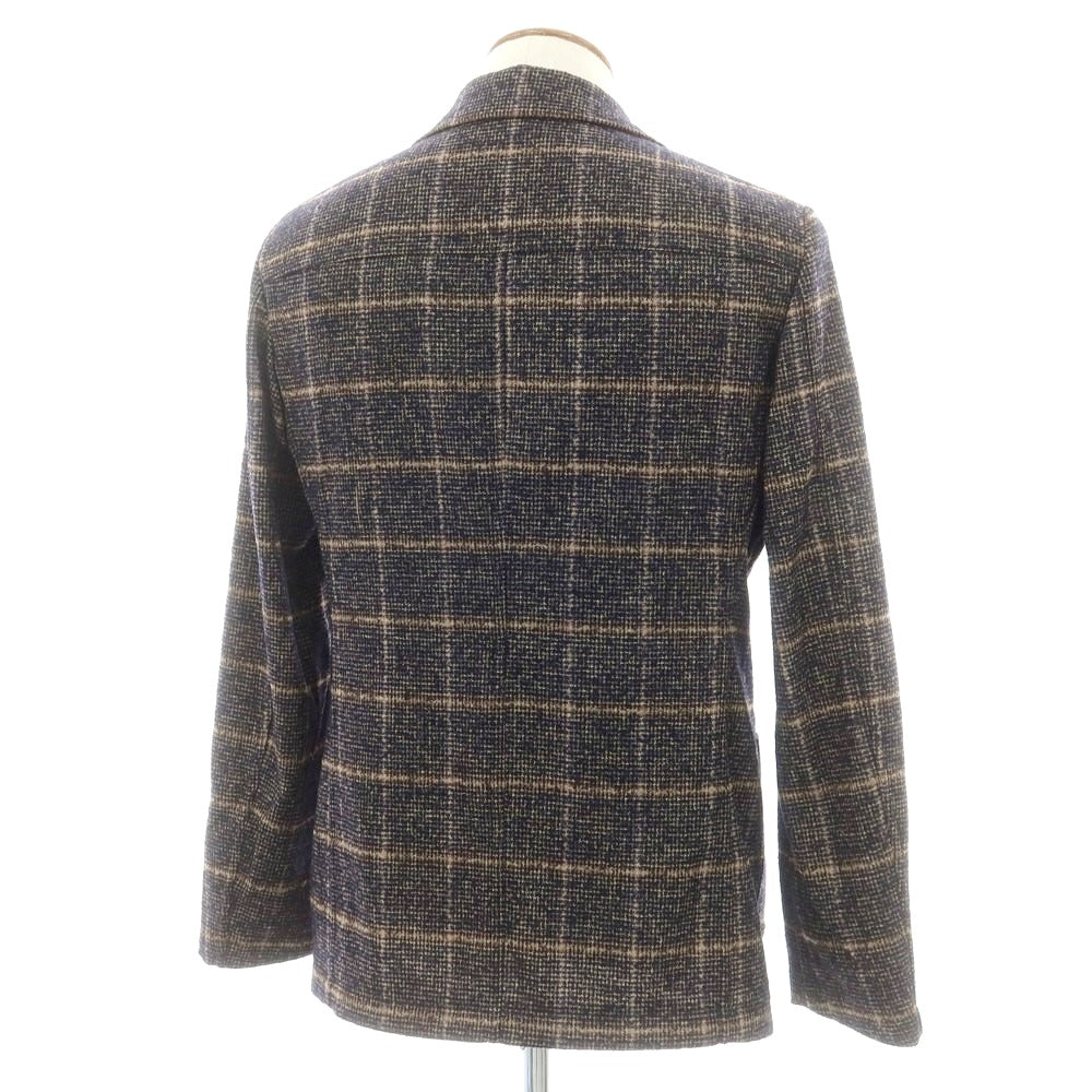 【新品】ティージャケット T-JACKET ウールナイロン チェック テーラードジャケット ネイビーxブラウン【 M 】【 状態ランクN 】【 メンズ 】