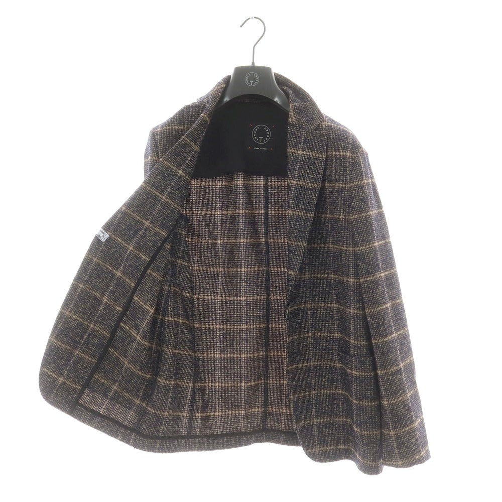 【新品】ティージャケット T-JACKET ウールナイロン チェック テーラードジャケット ネイビーxブラウン【 M 】【 状態ランクN 】【 メンズ 】