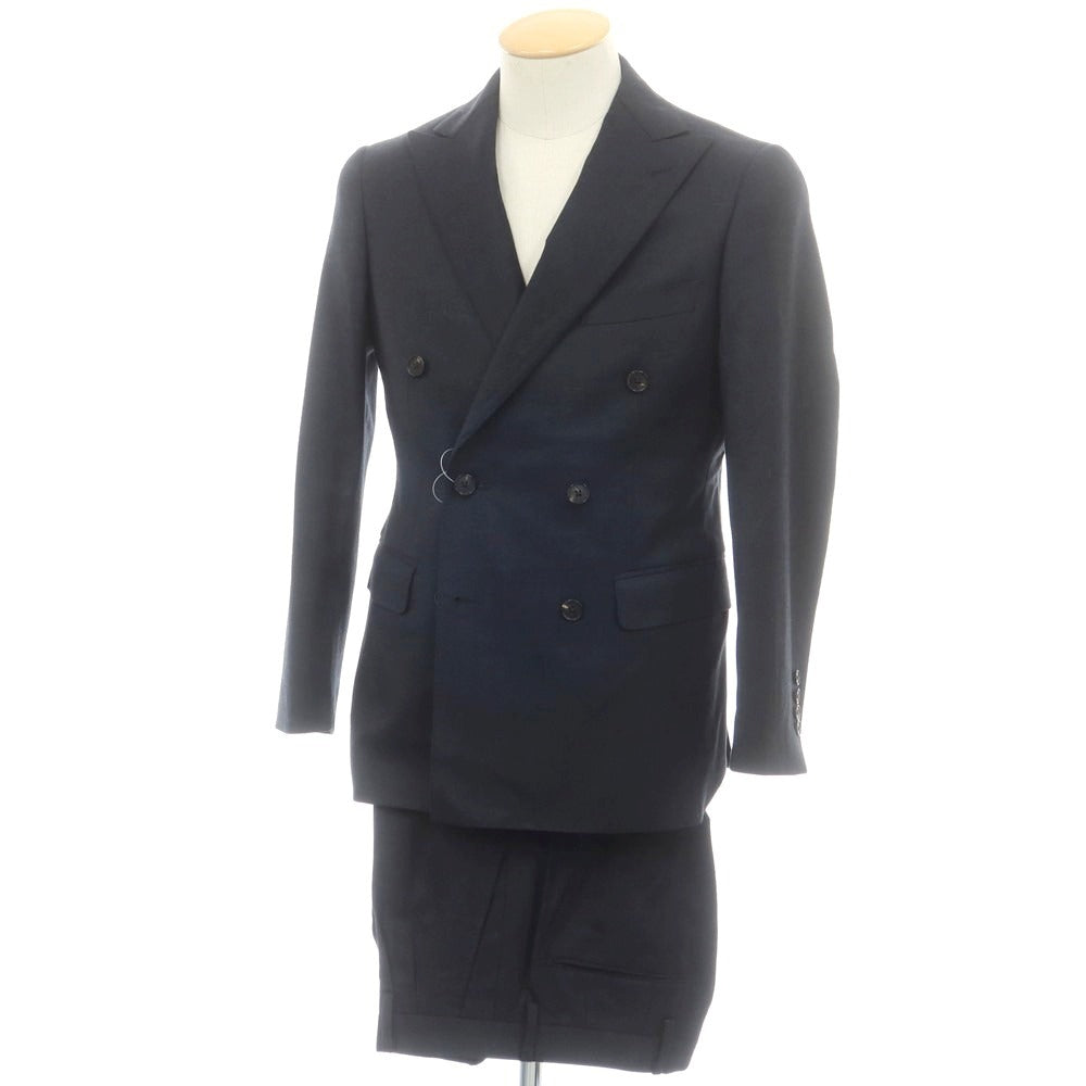 【中古】ユニバーサルランゲージ UNIVERSAL LANGUAGE ウール ダブルスーツ グレイッシュネイビー【 上42/下73 】【 状態ランクB 】【 メンズ 】