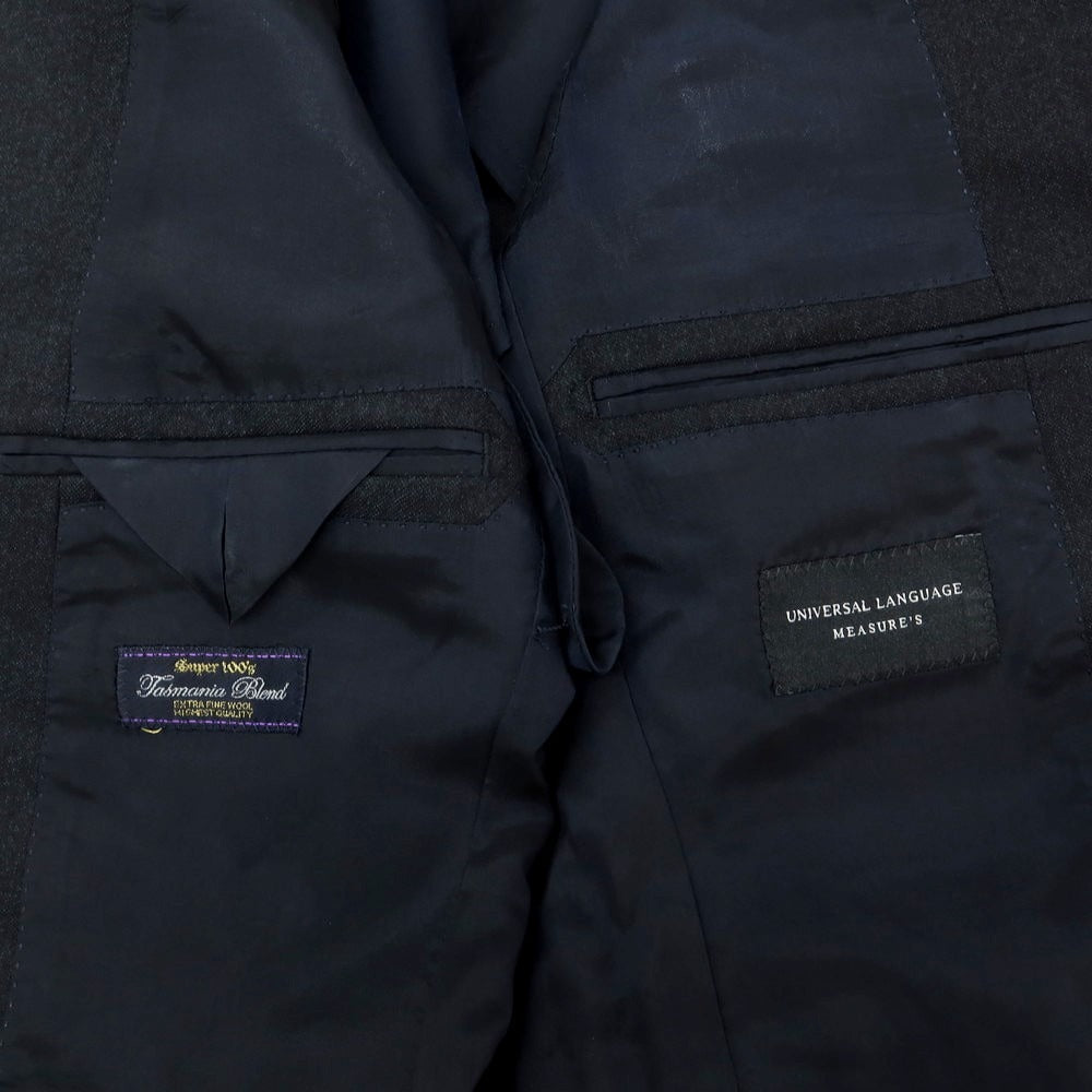 【中古】ユニバーサルランゲージ UNIVERSAL LANGUAGE ウール ダブルスーツ グレイッシュネイビー【 上42/下73 】【 状態ランクB 】【 メンズ 】