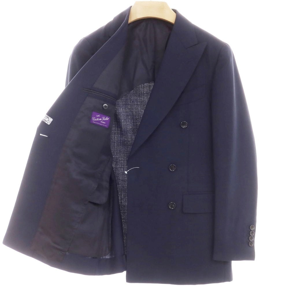 【中古】【未使用】カスタムテーラー ビームス Custom Tailor BEAMS ウールモヘヤ ダブルスーツ ネイビー【 表記なし(M位) 】【 状態ランクS 】【 メンズ 】