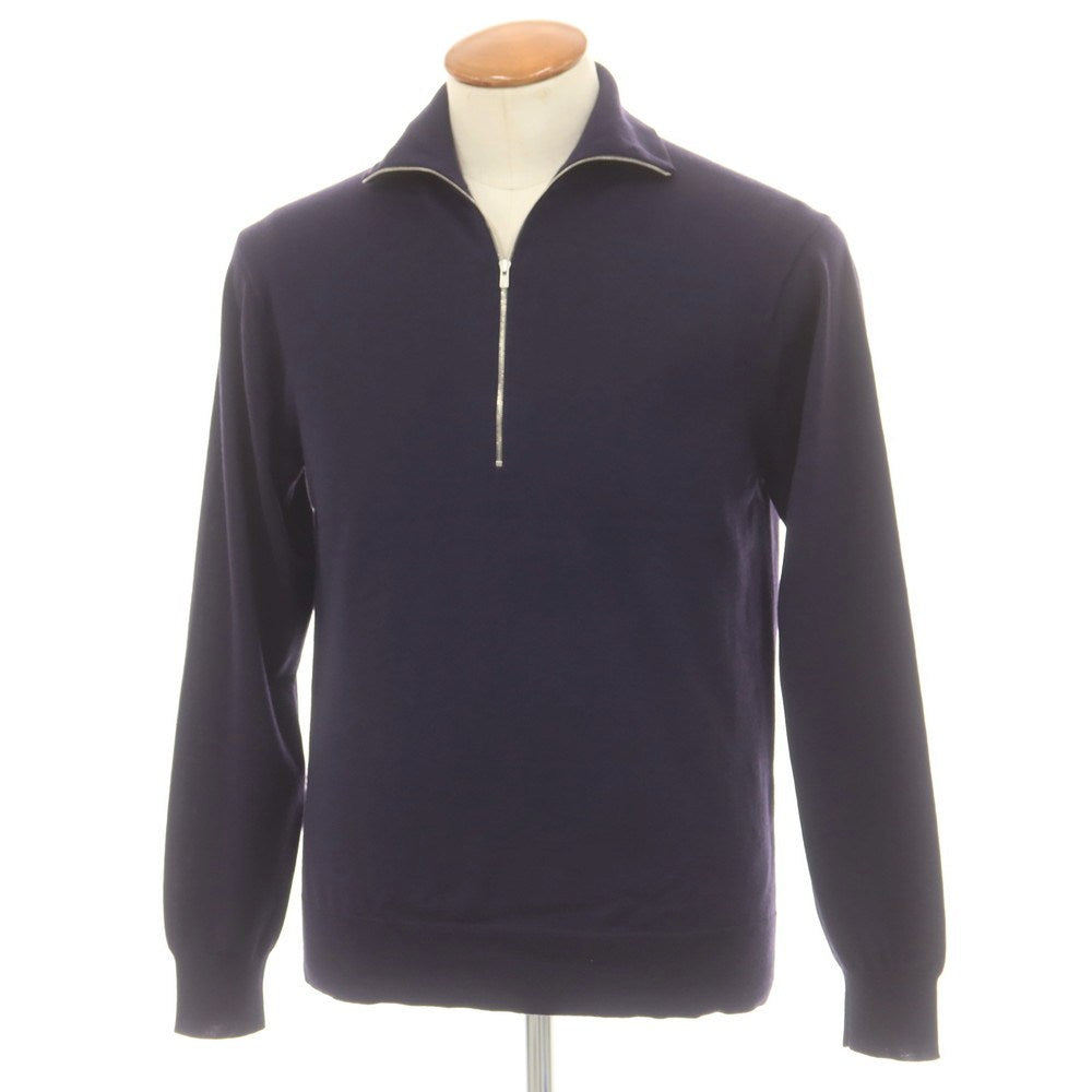 【中古】ソブリン SOVEREIGN ハイゲージ ウールポリエステル ハーフジップ プルオーバーニット ネイビー【 M 】【 状態ランクB 】【 メンズ 】