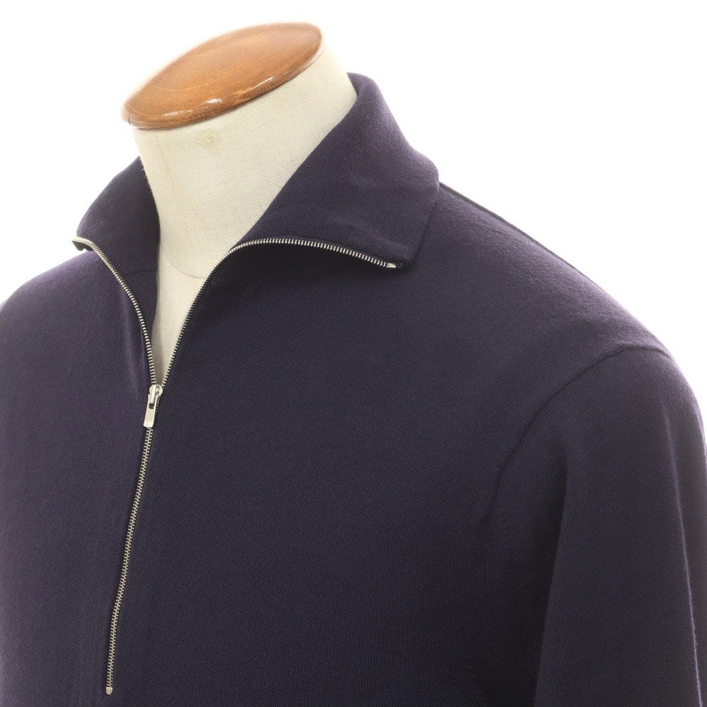【中古】ソブリン SOVEREIGN ハイゲージ ウールポリエステル ハーフジップ プルオーバーニット ネイビー【 M 】【 状態ランクB 】【 メンズ 】