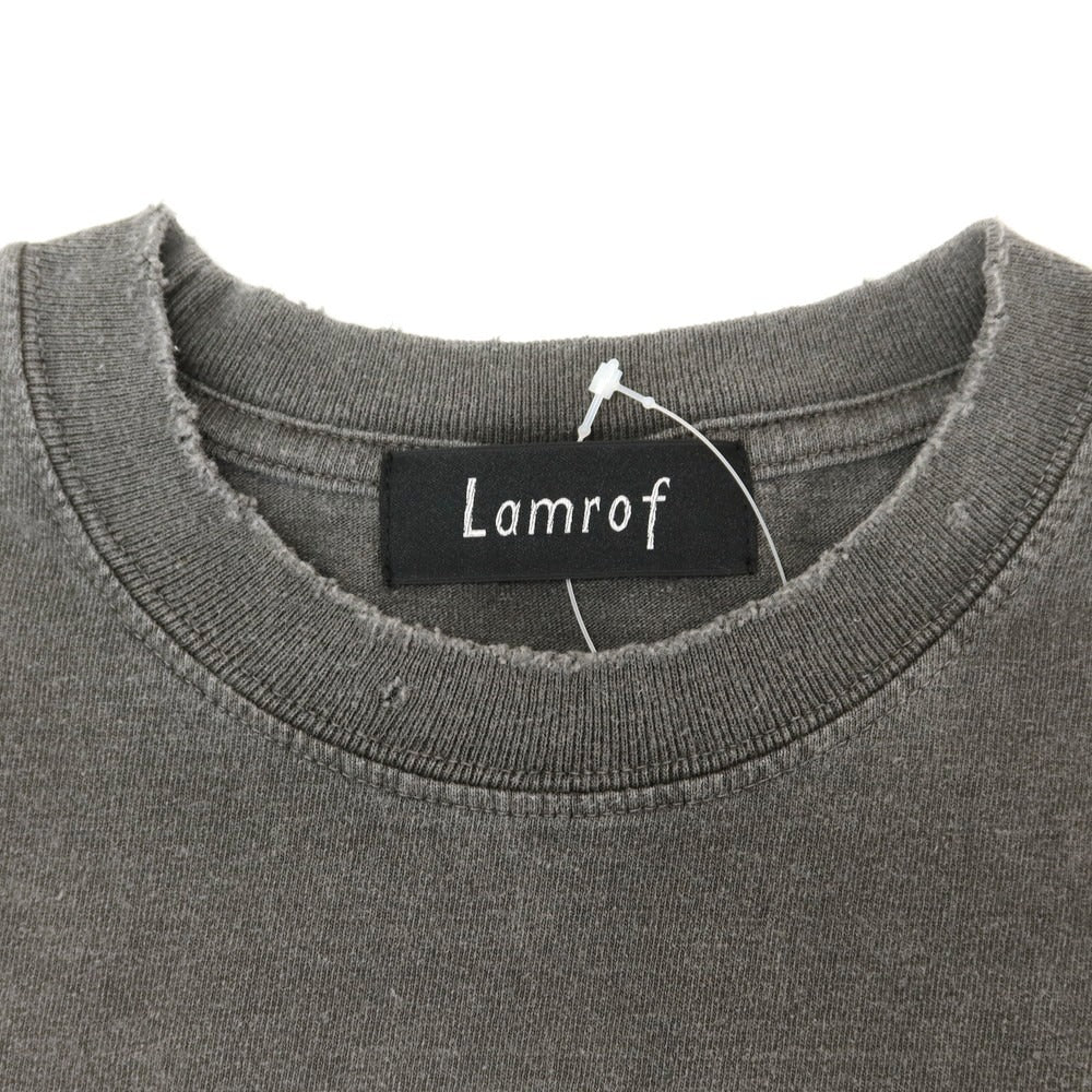 【中古】ラムロフ LAMROF 2025年春夏 ダメージ加工 コットン クルーネック 半袖Tシャツ ダークグレー【 2 】【 状態ランクA 】【 メンズ 】