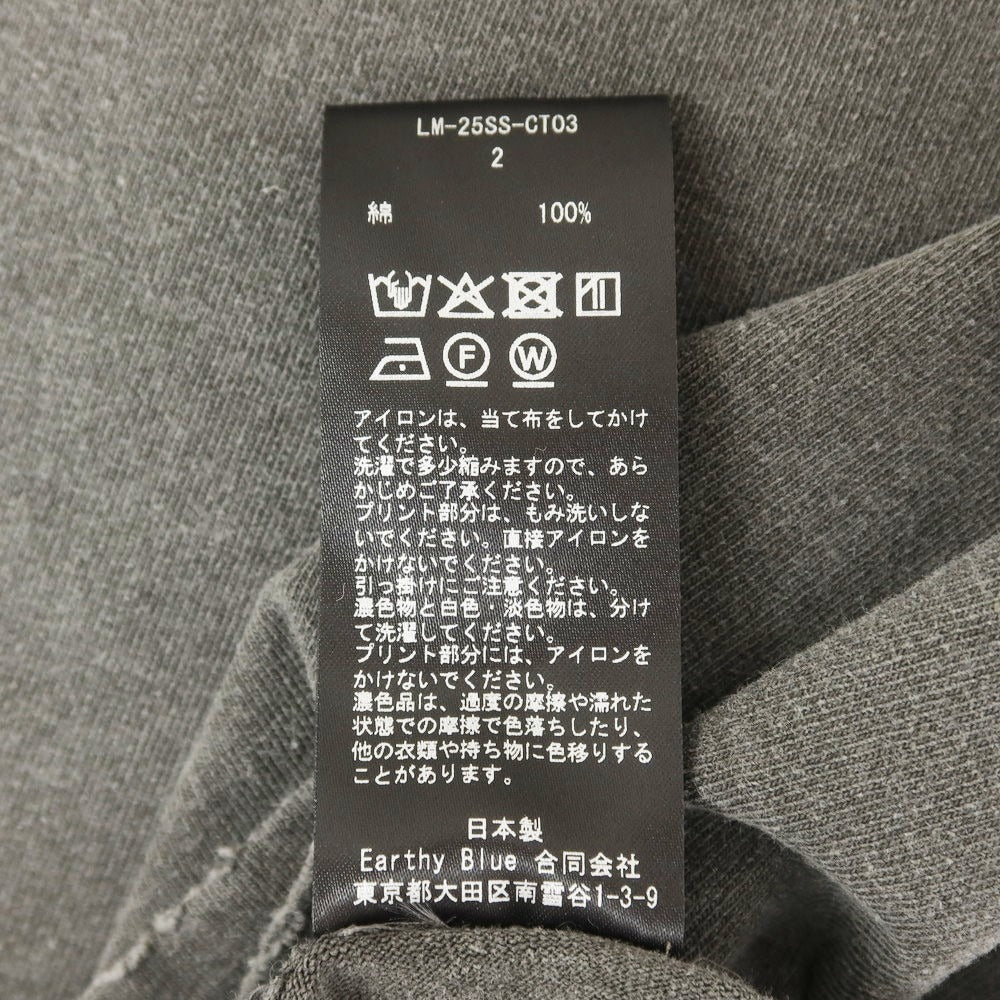 【中古】ラムロフ LAMROF 2025年春夏 ダメージ加工 コットン クルーネック 半袖Tシャツ ダークグレー【 2 】【 状態ランクA 】【 メンズ 】