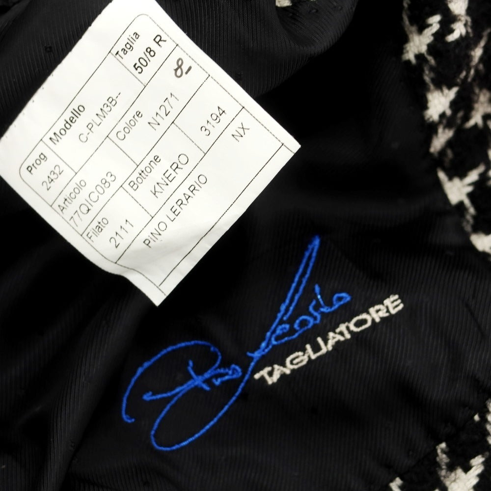 【中古】タリアトーレ TAGLIATORE ツイード ハウンドトゥース柄 チェスターフィールドコート ブラックxホワイト【 50 】【 状態ランクB 】【 メンズ 】