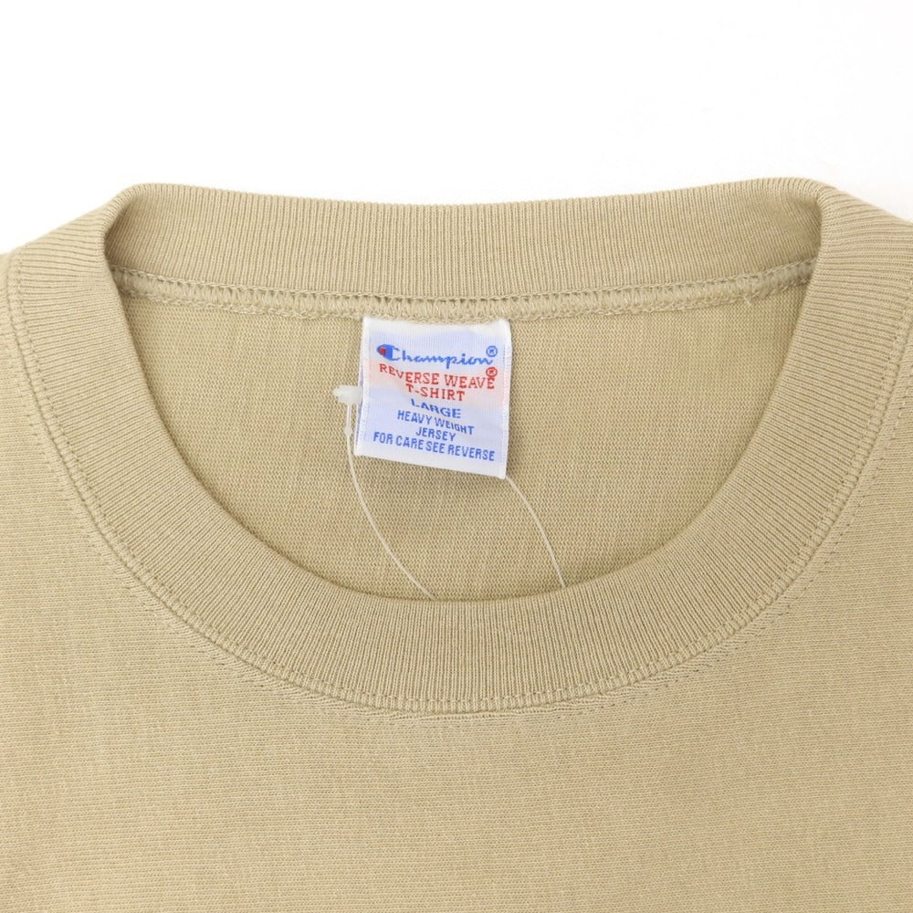 【中古】チャンピオン Champion コットン系 リバースウィーブ型 クルーネック 半袖Tシャツ ベージュ【 L 】【 状態ランクB 】【 メンズ 】