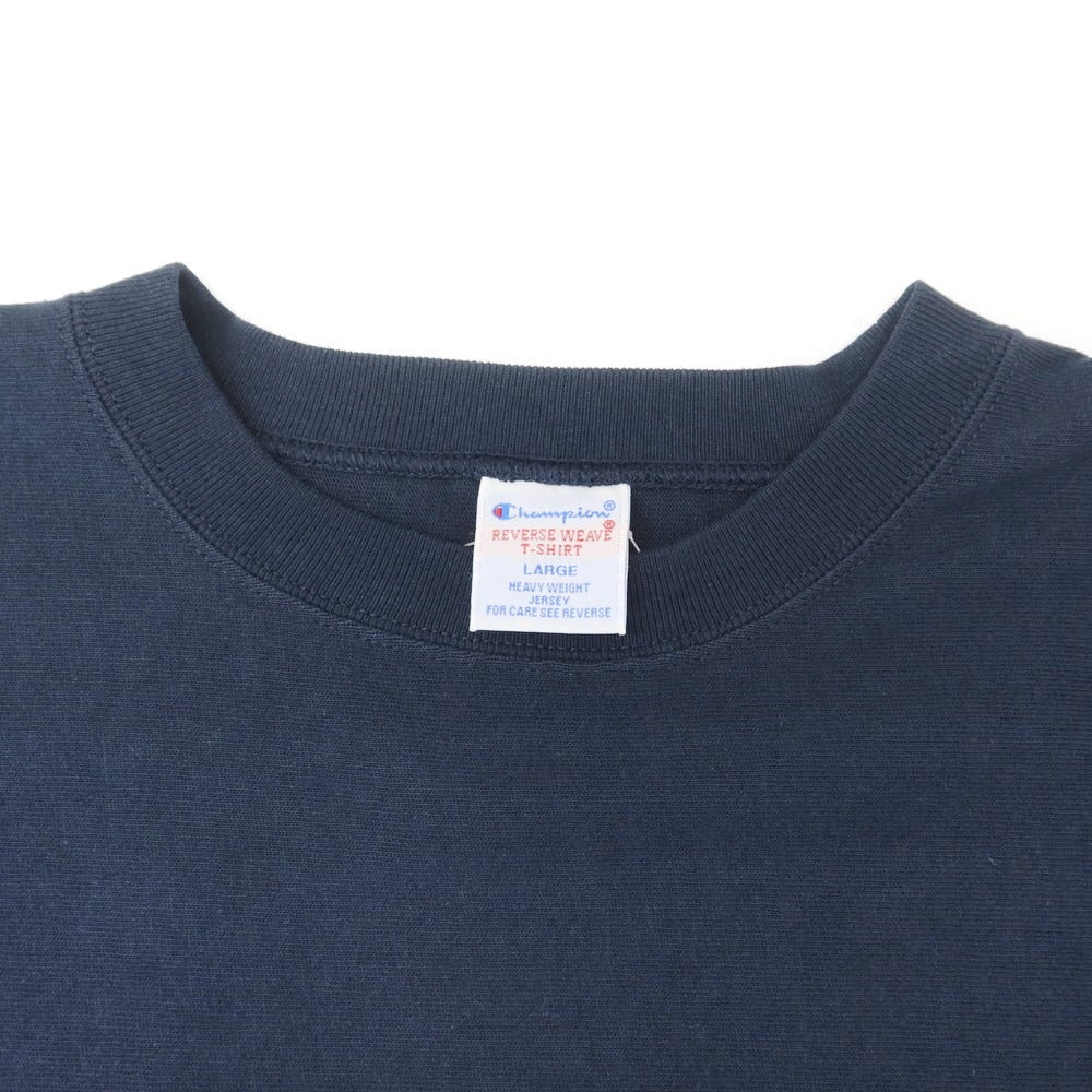 【中古】チャンピオン Champion コットン系 リバースウィーブ型 クルーネック 半袖Tシャツ ネイビー【 L 】【 状態ランクB 】【 メンズ 】