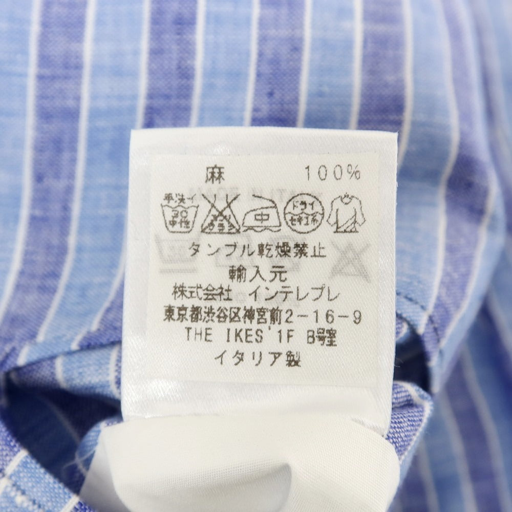 【中古】【未使用】マリオ ムスカリエッロ Mario Muscariello リネン ストライプ カジュアルジャケット ブルーxホワイト【 44 】【 状態ランクS 】【 メンズ 】