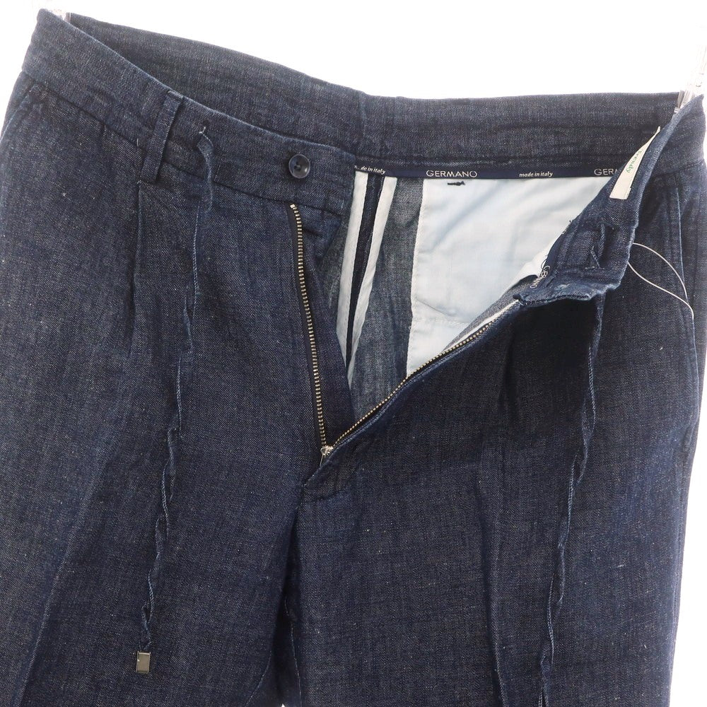 【中古】ジェルマーノ GERMANO BEAMS F別注 コットンリネン カジュアルスラックスパンツ ネイビー【 46 】【 状態ランクB 】【 メンズ 】