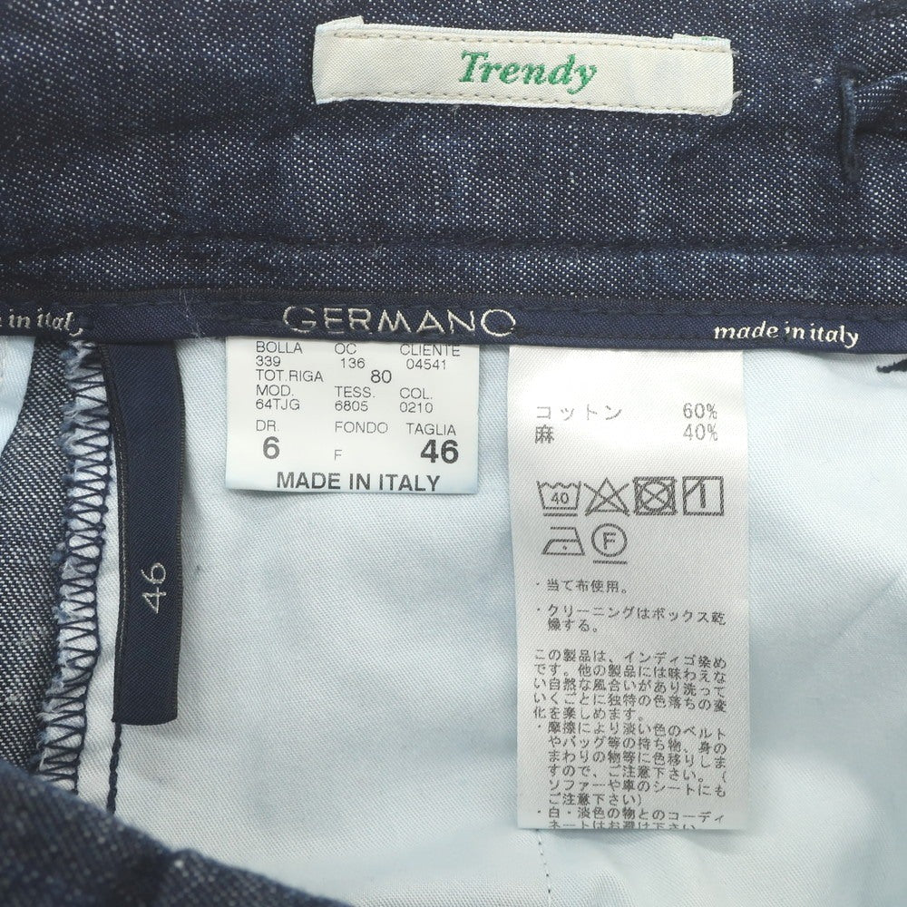 【中古】ジェルマーノ GERMANO BEAMS F別注 コットンリネン カジュアルスラックスパンツ ネイビー【 46 】【 状態ランクB 】【 メンズ 】