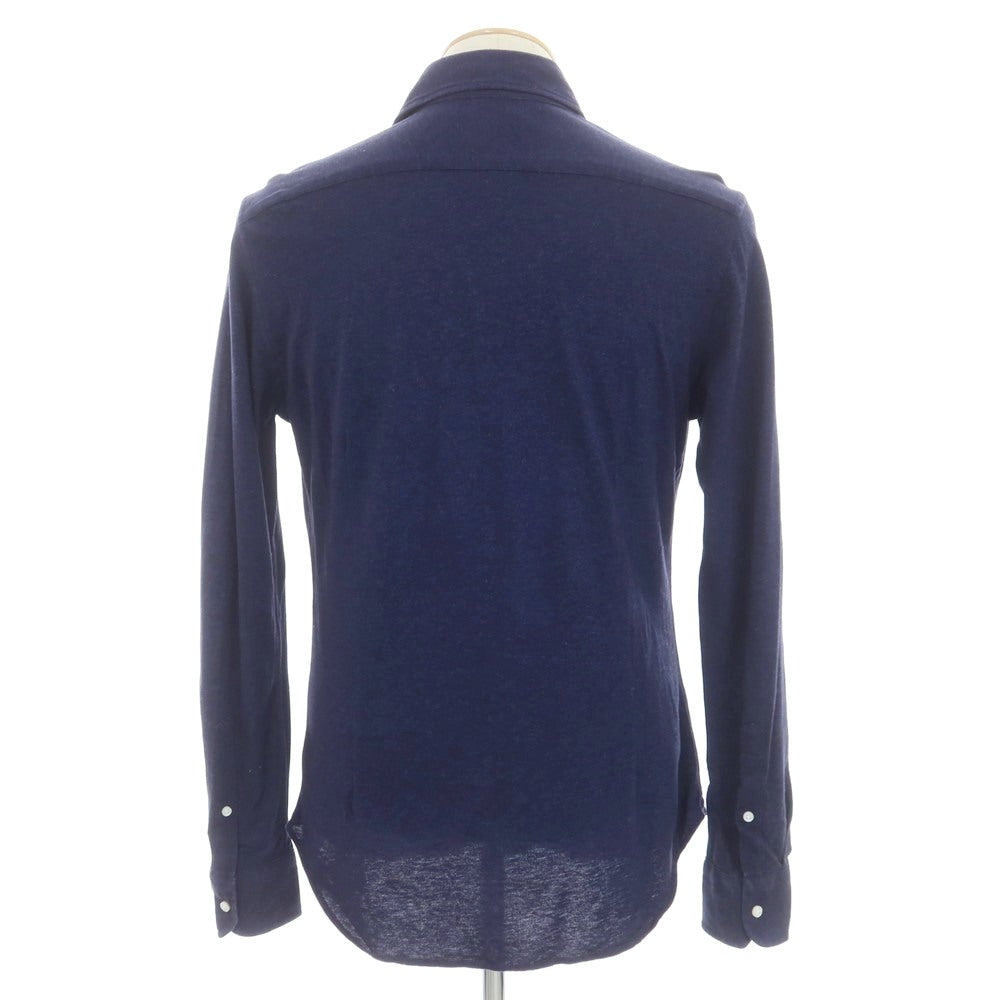 【中古】ベレスト エディフィス Belesto EDIFICE コットン 鹿の子 ホリゾンタルカラー カジュアルシャツ ネイビー【 44 】【 状態ランクC 】【 メンズ 】