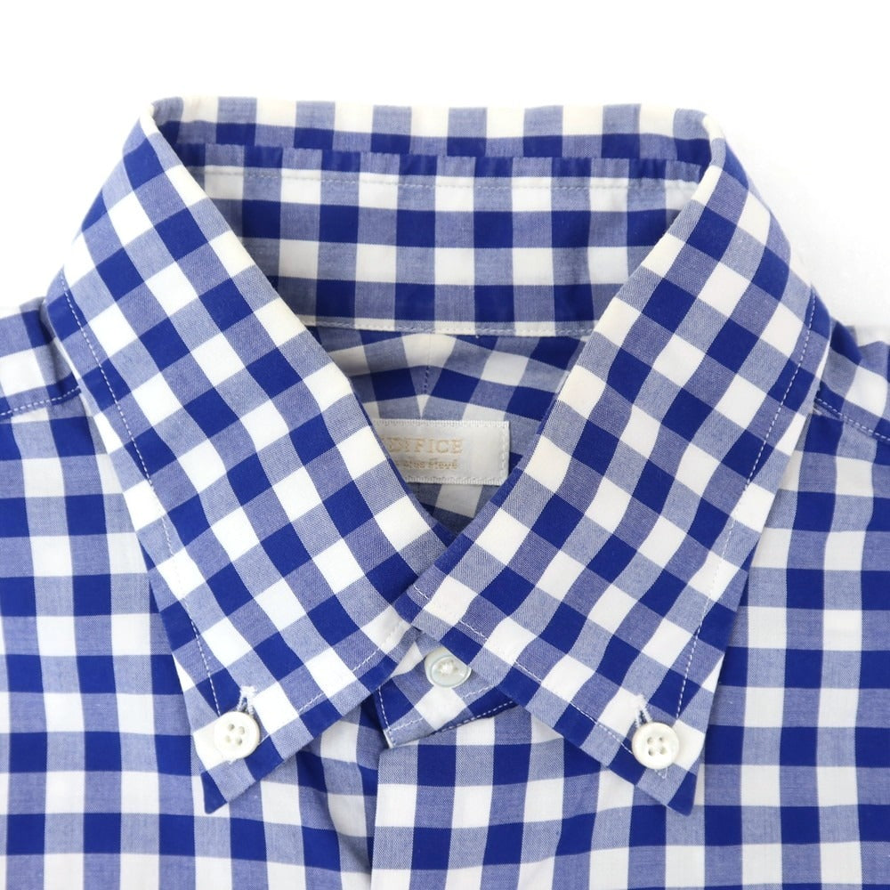 【中古】エディフィス EDIFICE コットン ギンガムチェック ボタンダウン カジュアルシャツ ブルーxホワイト【 37 】【 状態ランクC 】【 メンズ 】
