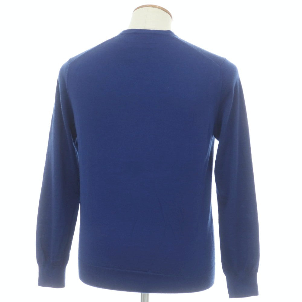 【中古】エディフィス EDIFICE ハイゲージ ウール Vネック プルオーバーニット ダークブルー【 46 】【 状態ランクB 】【 メンズ 】