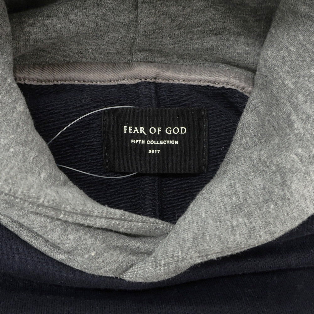 【中古】フィアオブゴッド FEAR OF GOD コットン プルオーバー パーカー ネイビーxグレー【 M 】【 状態ランクB 】【 メンズ 】