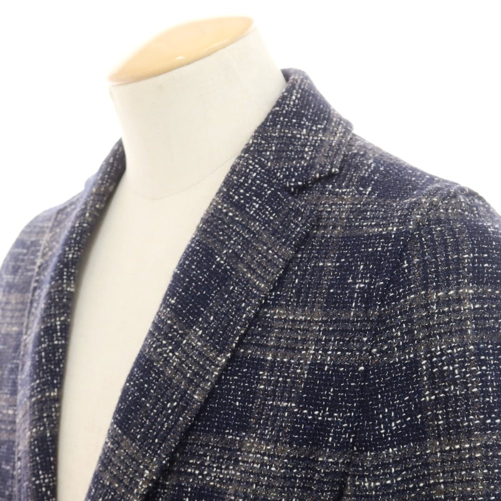 【中古】ティージャケット T-JACKET コットンウール チェック カジュアルジャケット ネイビーxグレー【 XS 】【 状態ランクB 】【 メンズ 】