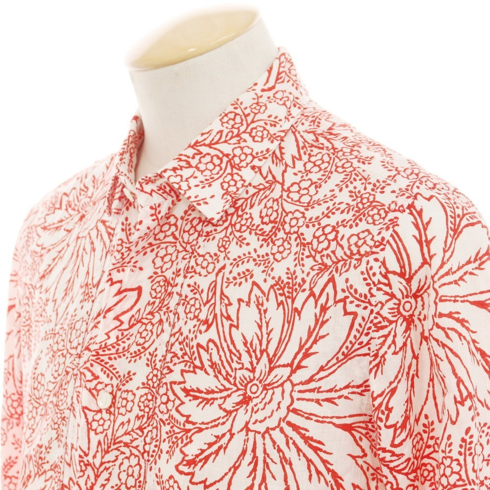 【中古】ブルーワーク トゥモローランド BLUE WORK TOMORROWLAND リネン ボタニカル柄 カジュアルシャツ レッドxホワイト【 1 】【 状態ランクB 】【 メンズ 】