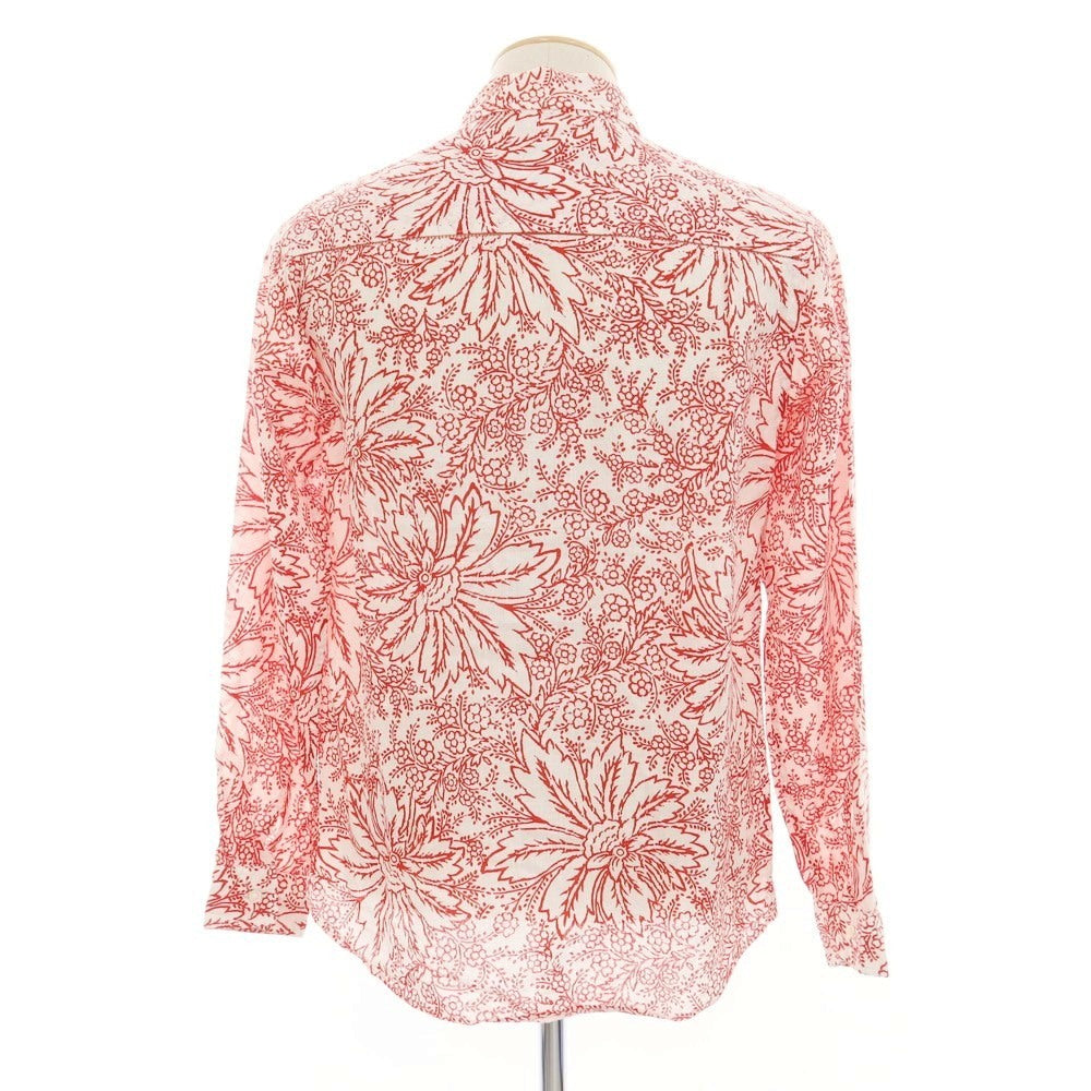 【中古】ブルーワーク トゥモローランド BLUE WORK TOMORROWLAND リネン ボタニカル柄 カジュアルシャツ レッドxホワイト【 1 】【 状態ランクB 】【 メンズ 】