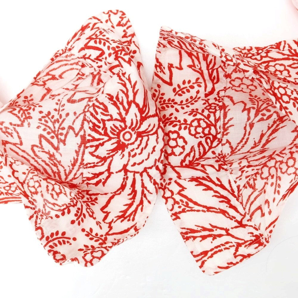 【中古】ブルーワーク トゥモローランド BLUE WORK TOMORROWLAND リネン ボタニカル柄 カジュアルシャツ レッドxホワイト【 1 】【 状態ランクB 】【 メンズ 】