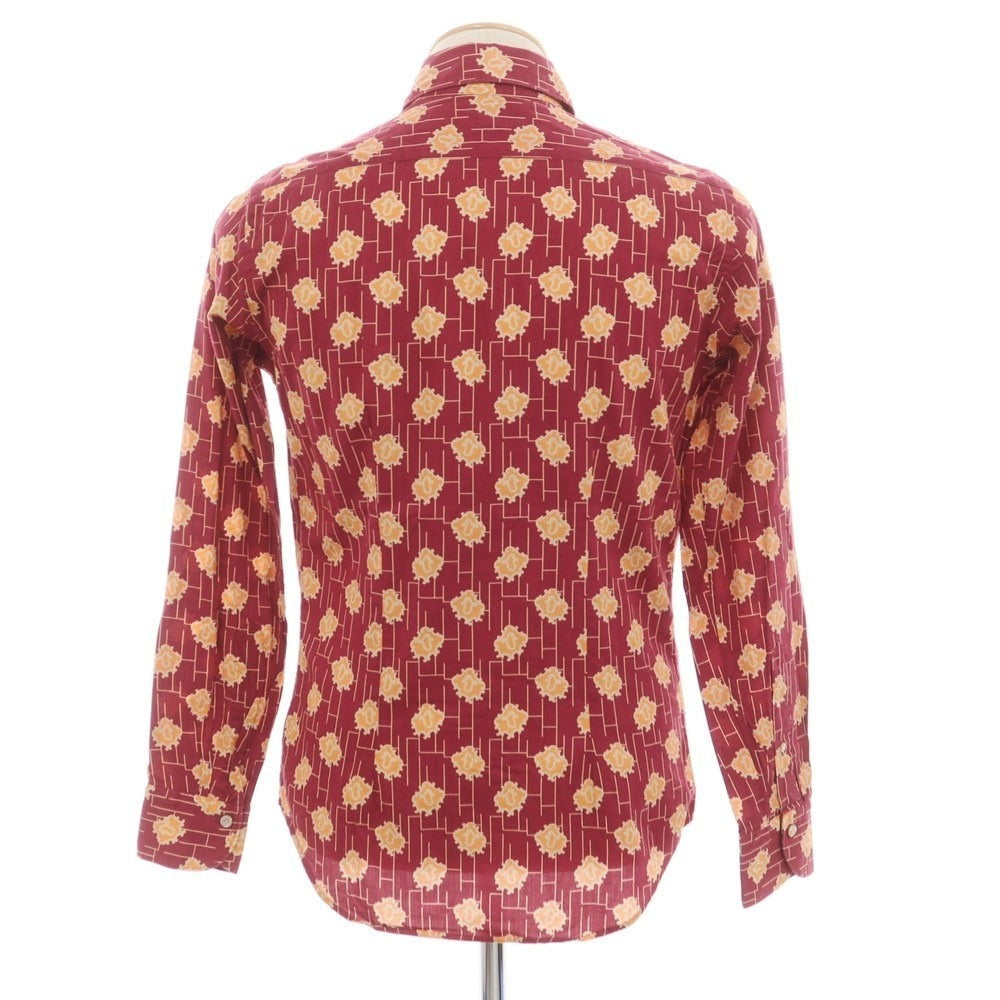 【中古】バグッタ Bagutta コットン レギュラーカラー カジュアルシャツ ワインレッドxオレンジ【 37 】【 状態ランクB 】【 メンズ 】