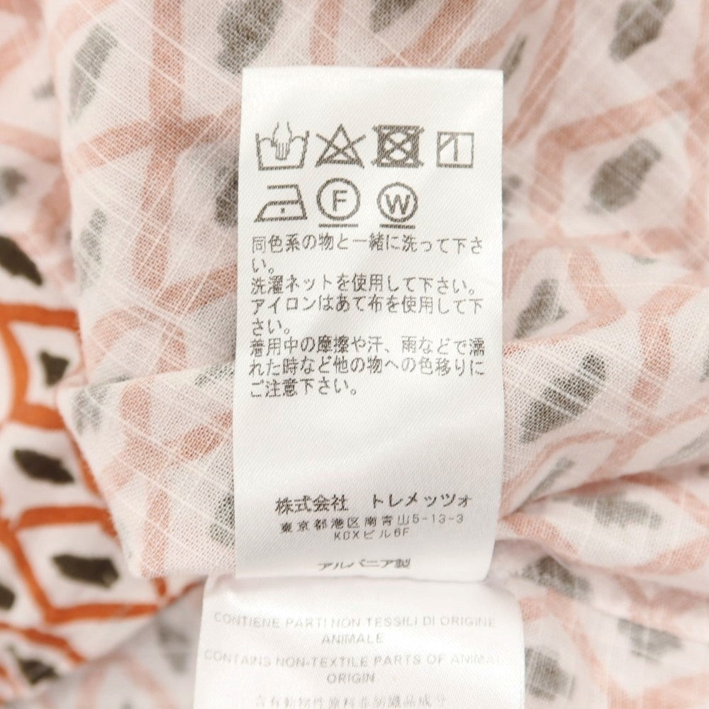 【中古】バグッタ Bagutta コットン バンドカラー プルオーバー カジュアルシャツ ホワイトxオレンジブラウン【 XS 】【 状態ランクB 】【 メンズ 】