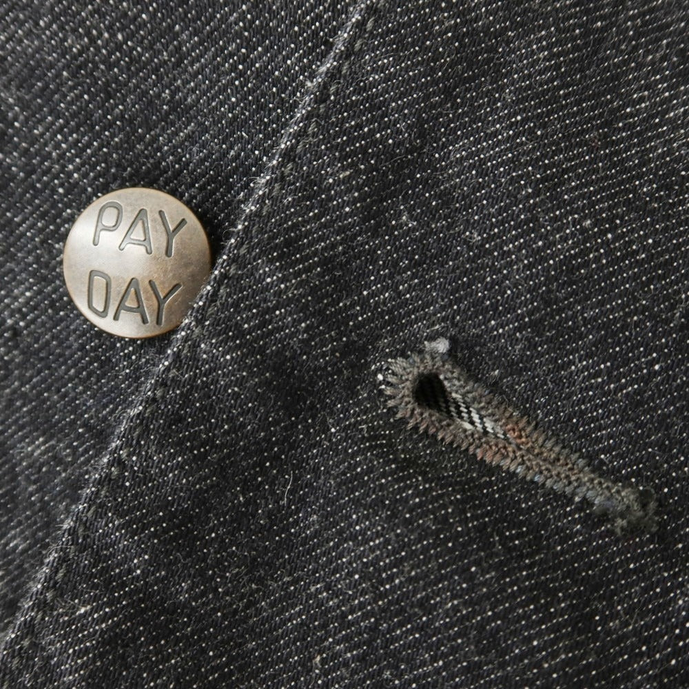 【中古】ウエストオーバーオールズ WESTOVERALLS × PAY DAY オーバーサイズ デニム カバーオール ブラック【 表記なし(F) 】【 状態ランクB 】【 メンズ 】
