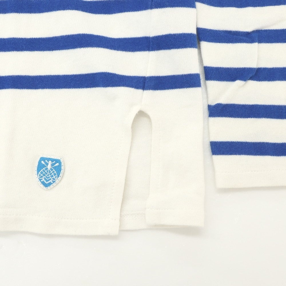 【中古】オーシバル ORCIVAL × WEEKEND コットン ボーダー ボートネック バスクシャツ 長袖Tシャツ ホワイトxブルー【 8 】【 状態ランクC 】【 メンズ 】