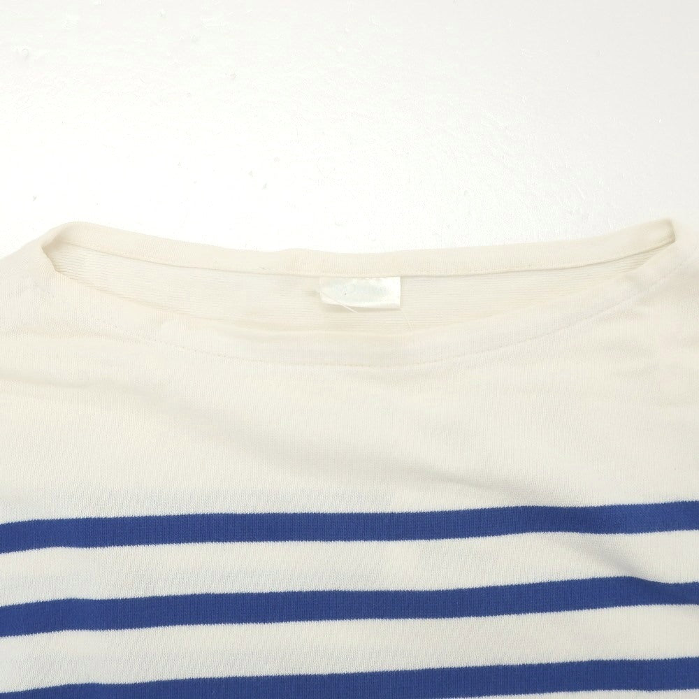 【中古】オーシバル ORCIVAL × WEEKEND コットン ボーダー ボートネック バスクシャツ 長袖Tシャツ ホワイトxブルー【 8 】【 状態ランクC 】【 メンズ 】