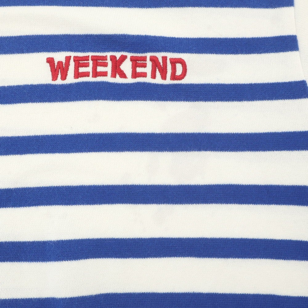 【中古】オーシバル ORCIVAL × WEEKEND コットン ボーダー ボートネック バスクシャツ 長袖Tシャツ ホワイトxブルー【 8 】【 状態ランクC 】【 メンズ 】