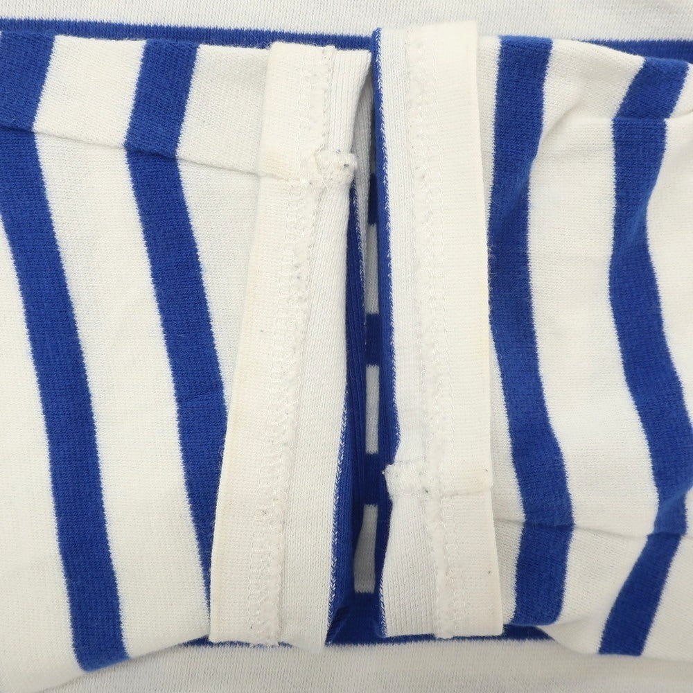 【中古】オーシバル ORCIVAL × WEEKEND コットン ボーダー ボートネック バスクシャツ 長袖Tシャツ ホワイトxブルー【 8 】【 状態ランクC 】【 メンズ 】
