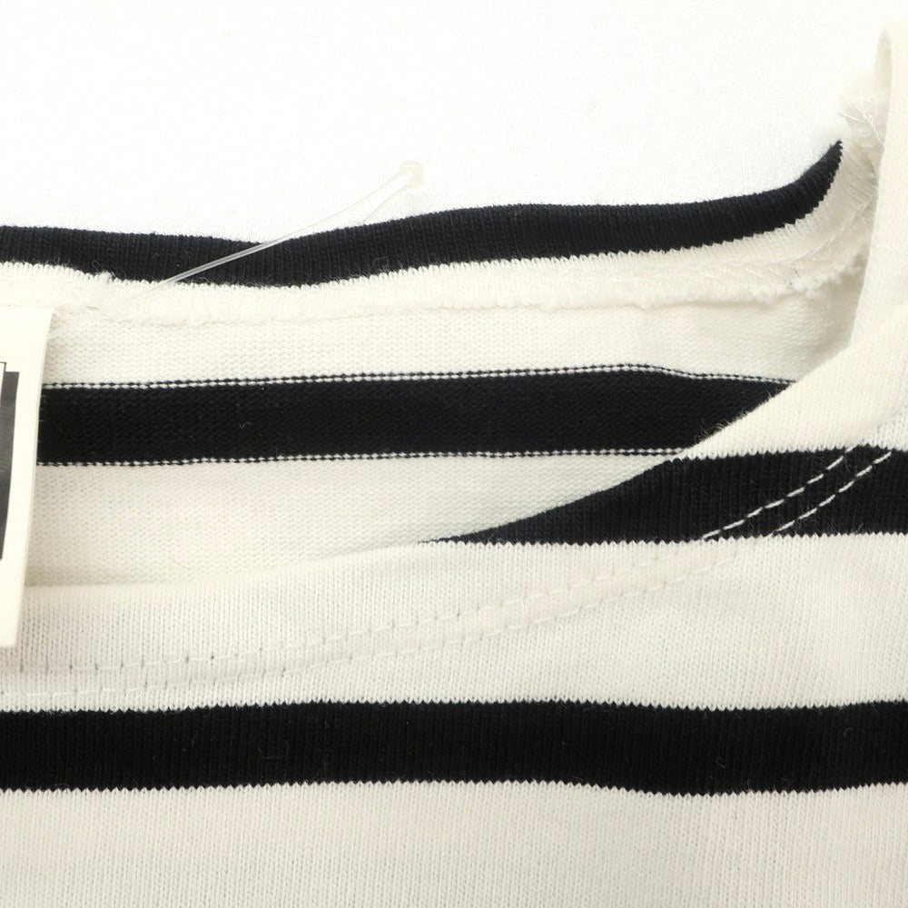 【中古】モンケメル MONT KEMMEL コットン ボーダー ボートネック 半袖Tシャツ ホワイトxブラック【 L 】【 状態ランクC 】【 メンズ 】