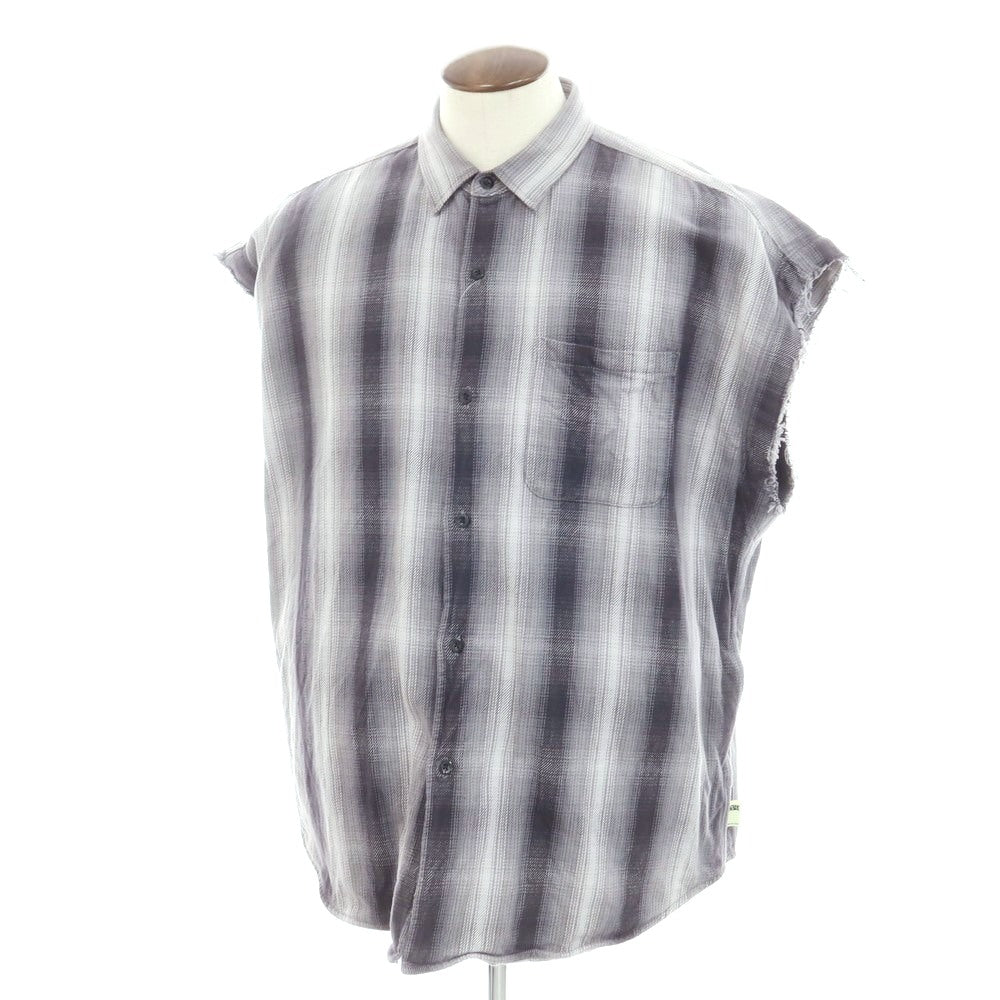 【中古】エスエスズィー SSZ 2WAY コットン チェック カジュアルシャツ グレー【 L 】【 状態ランクB 】【 メンズ 】
