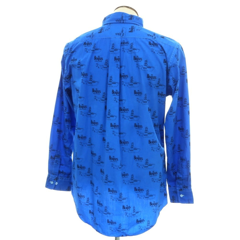 【中古】コムデギャルソン COMME des GARCONS THE BEATLES コットン ボタンダウン カジュアルシャツ ブルーxブラック【 XL 】【 状態ランクB 】【 メンズ 】