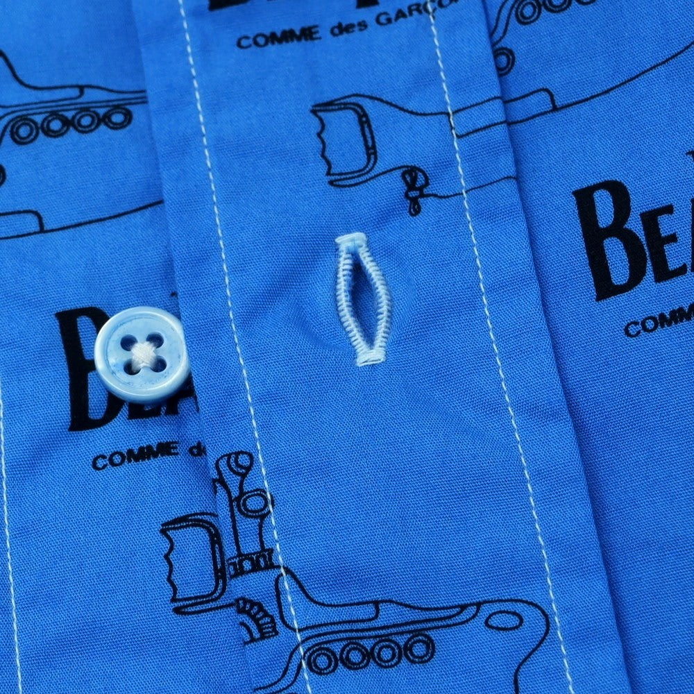 【中古】コムデギャルソン COMME des GARCONS THE BEATLES コットン ボタンダウン カジュアルシャツ ブルーxブラック【 XL 】【 状態ランクB 】【 メンズ 】